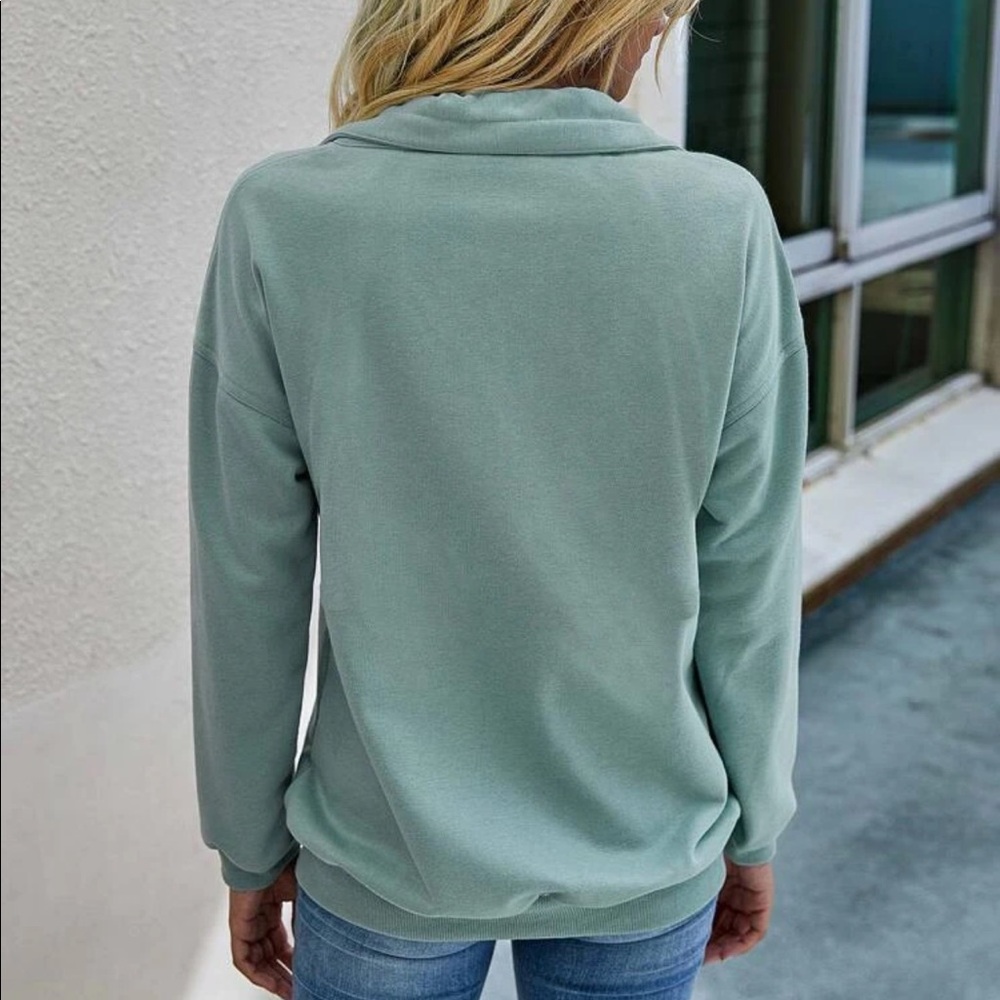 Half zip up sweatshirt pockets dusty pink mauve - Picture 6 of 7